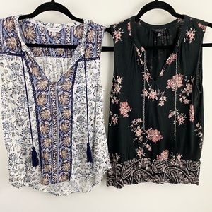 Set of 2 Lucky Brand floral sleeveless tops Small